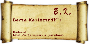 Berta Kapisztrán névjegykártya